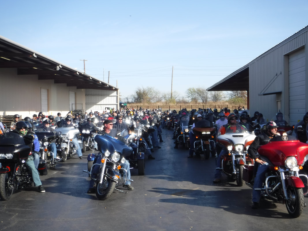 Riders line up in Denton for the annual Coats For Kids Ride. Photo credit: Coatsforkidsride.com
