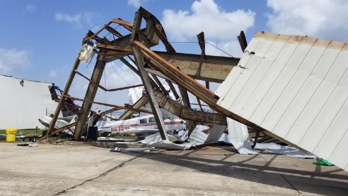 Storm damage at Lake Charles Regional Airport after Hurricane Laura struck the area in August of 2020. 